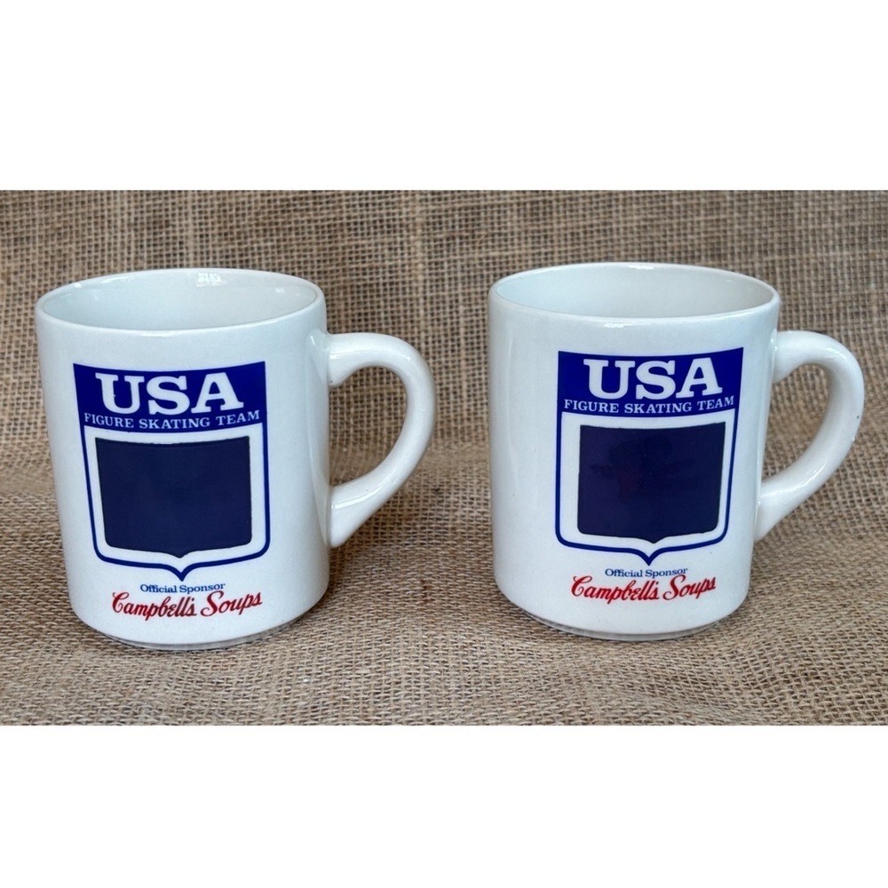 Vintage Campbell‘s Soup USA Figure Skating Team Mug Set Heat Activated